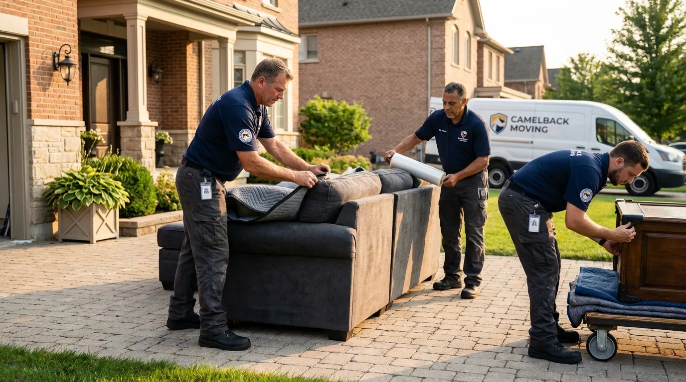 Large estate moving crew wrapping furniture in Carthage, MS