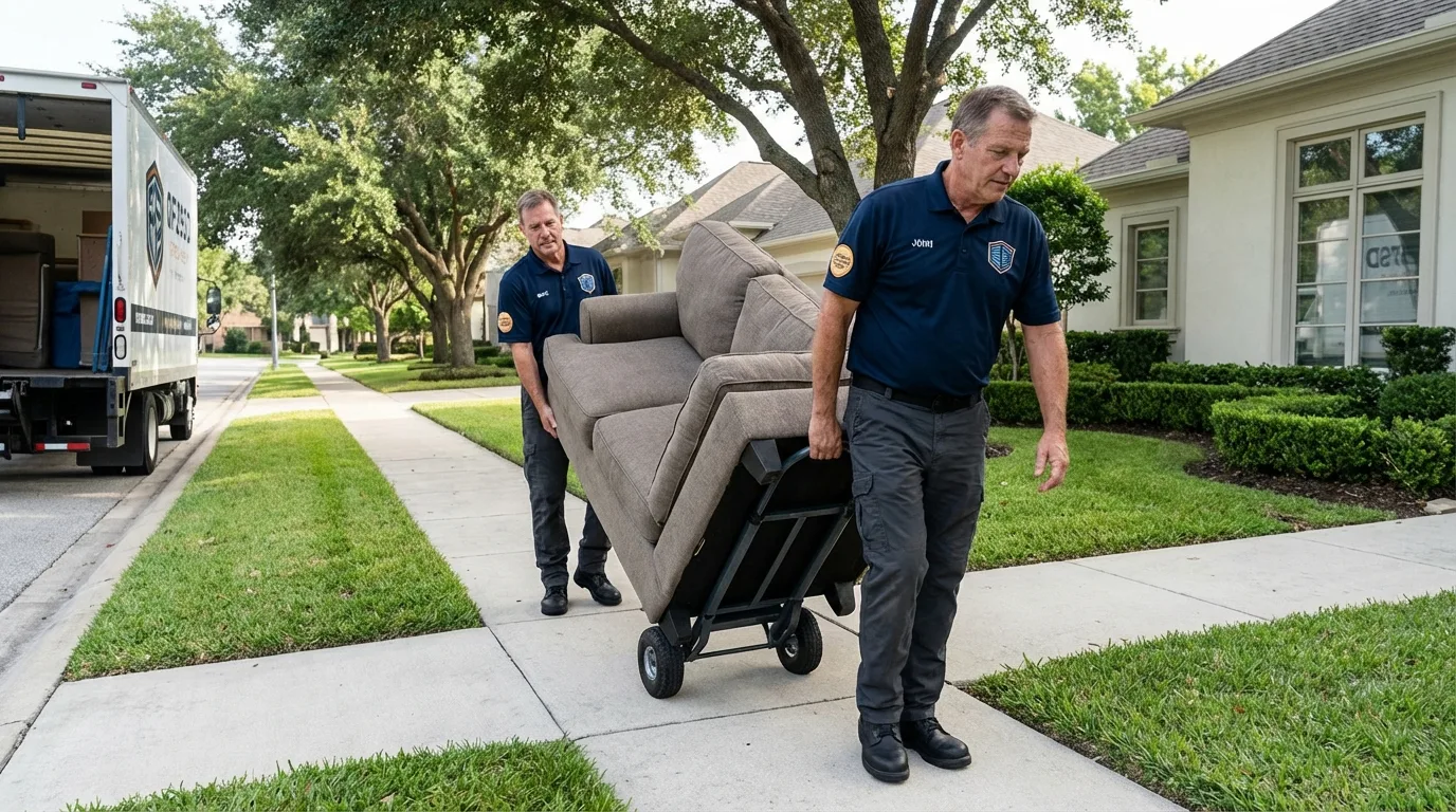 Local residential moving crew loading furniture in Carthage, MS
